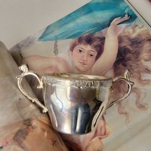 Vintage Japan Silverplate Double Handle Sugar Bowl ~ Spoon or Swizzle Stick Bowl
